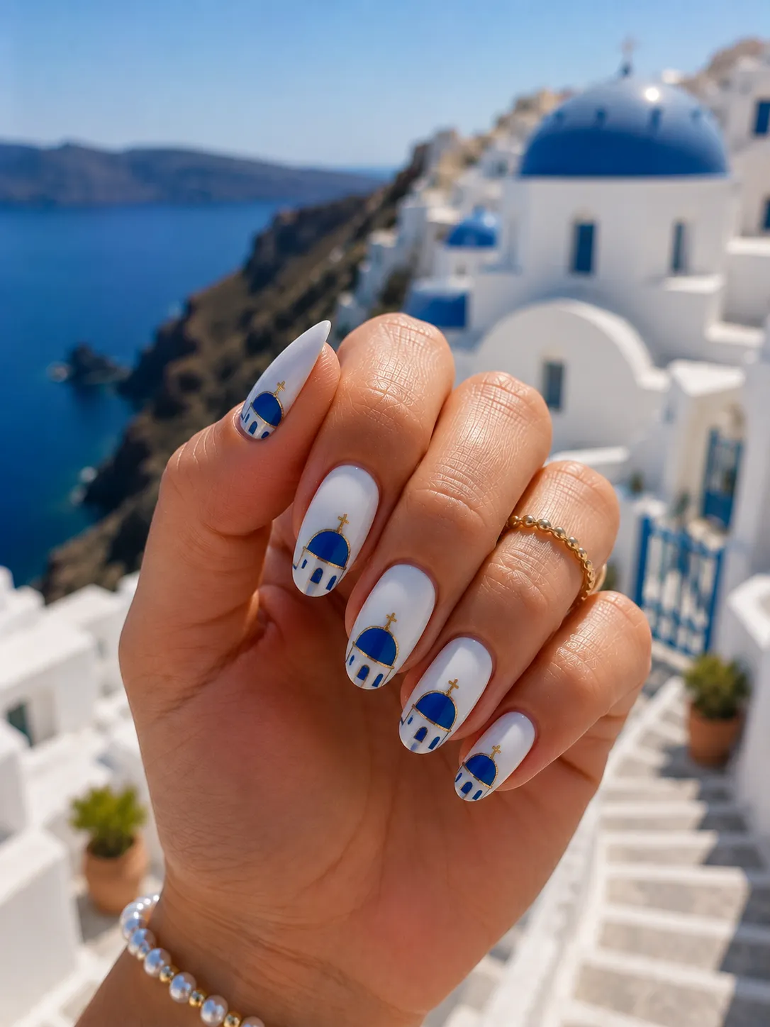 Whitewashed Buildings with Blue Domes