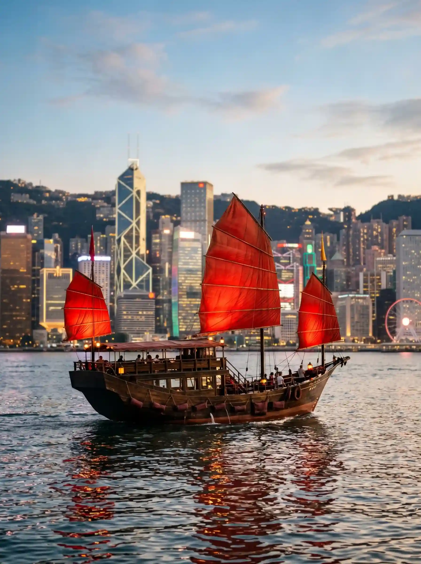Aqua Luna: Red Sails on the Harbour